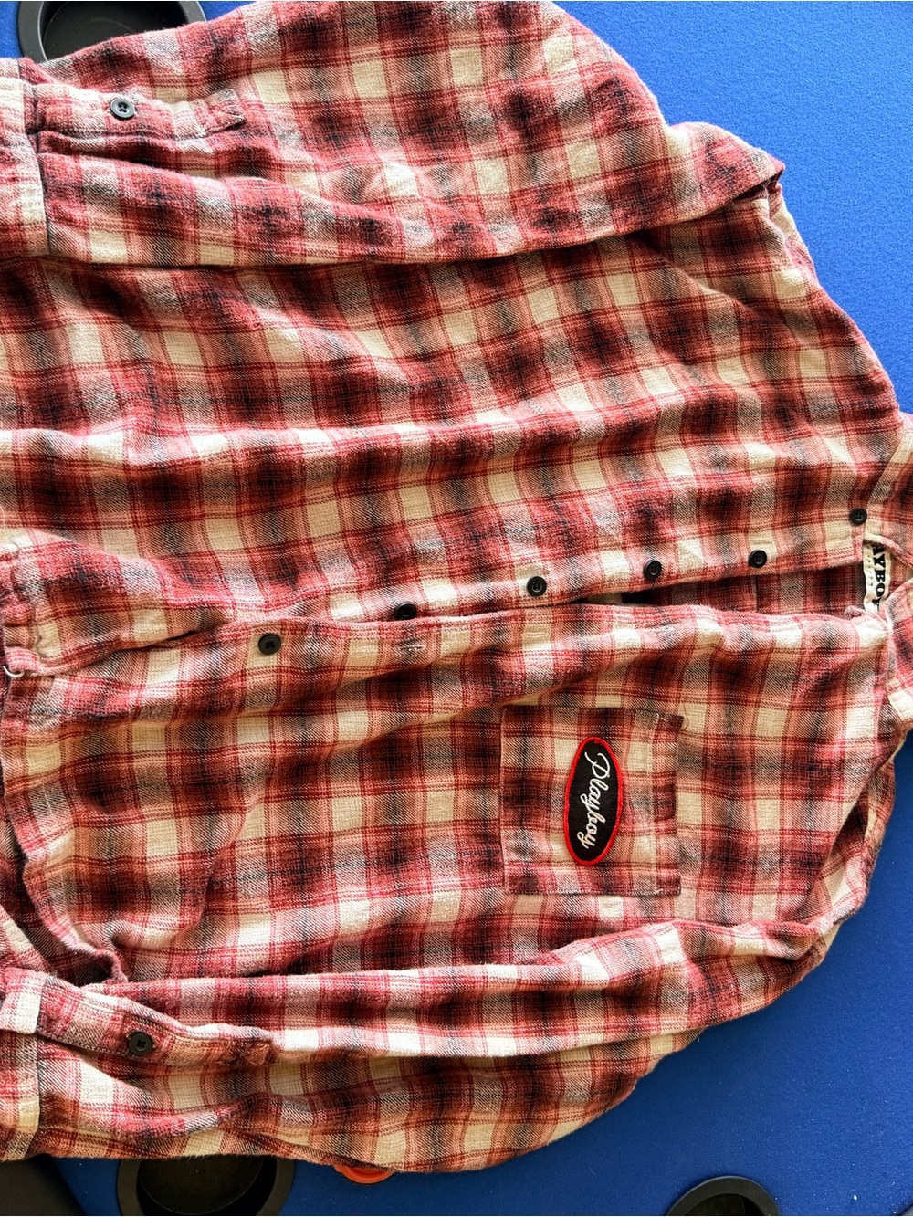 PacSun Red and Cream Plaid Button-Down Shirt